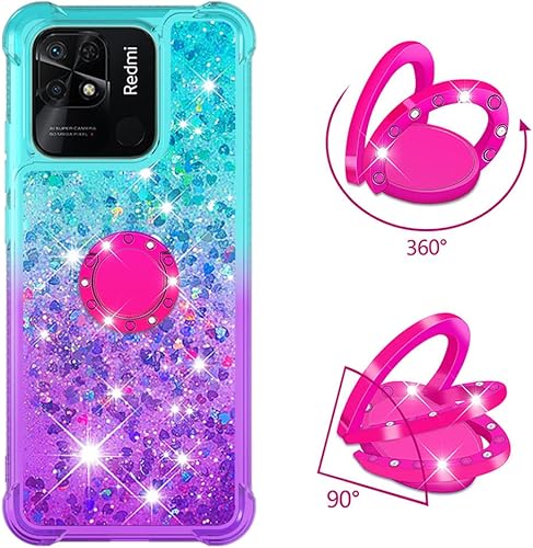 Miniatura 10 de Monwutong Funda para Xiaomi Redmi 10C, parachoques de TPU con líquido de purpurina, protección resistente, azul púrpura