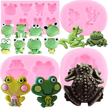 ZiXiang Frog Silicone Fondant Mold For Cake Decorating Cupcake Topper Candy Polymer Clay Chocolate Gum Paste Set of 4