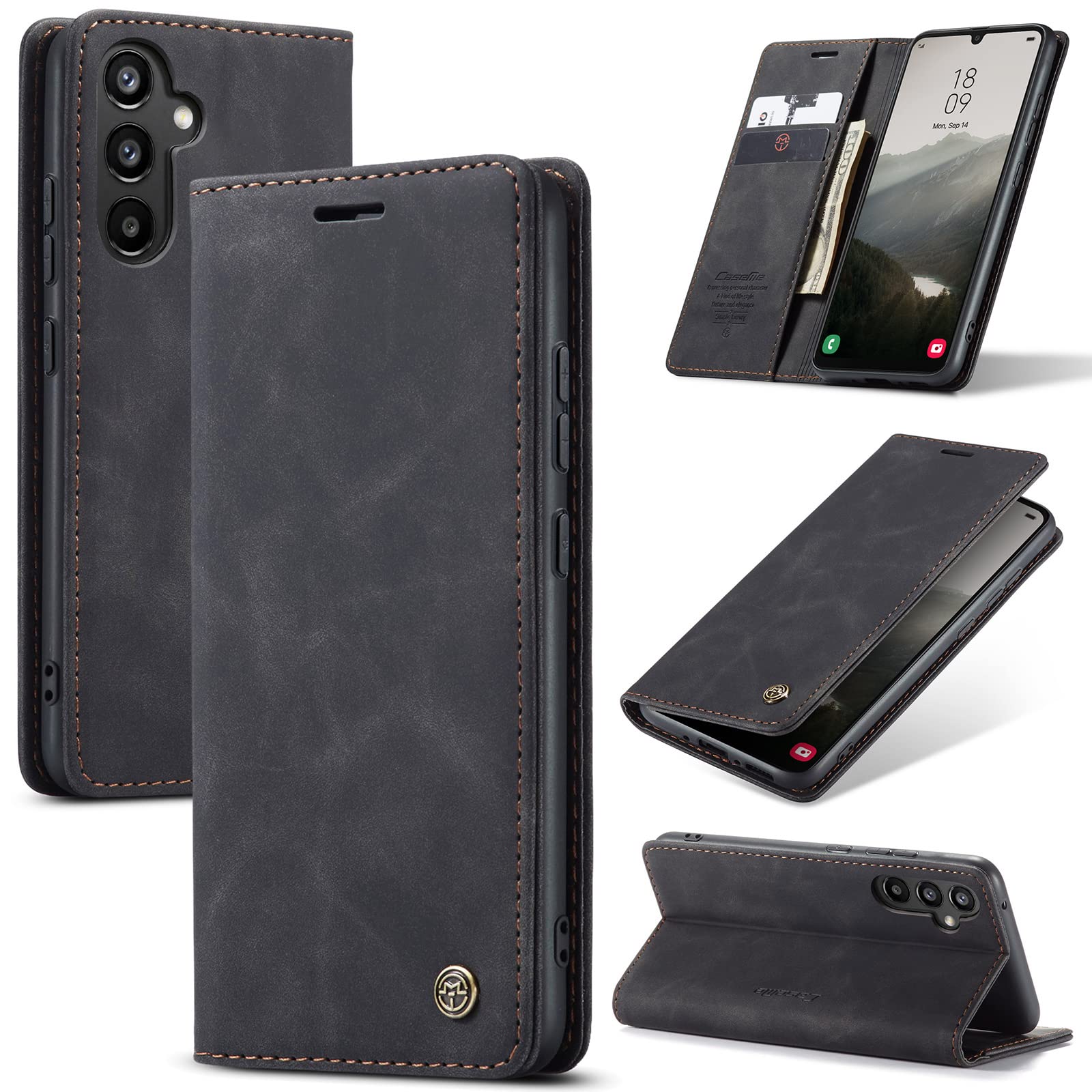 Azororo Cover per Samsung Galaxy A34 5G, Premium PU Pelle Custodia, Magnetica Carta Fessura Portafoglio Case, Flip Cavalletto Custodia per Samsung Galaxy A34- Nero