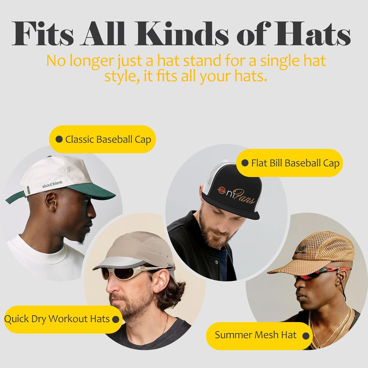 Hat Organizer for Baseball Caps 2 Pack, Adhesive Hat Rack for Wall, Baseball Cap Organizer (Black) - Image 6