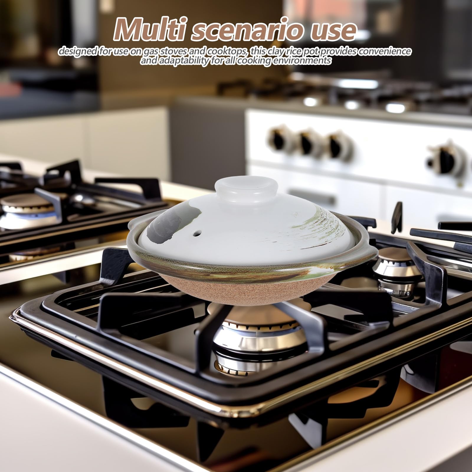 KICHOUSE Olla de Barro de 340ml para Cocinar Estofados y Arroz con Diseño Clásico, Compatible con Estufa y Fácil de Limpiar para Cocina Tradicional Asiática