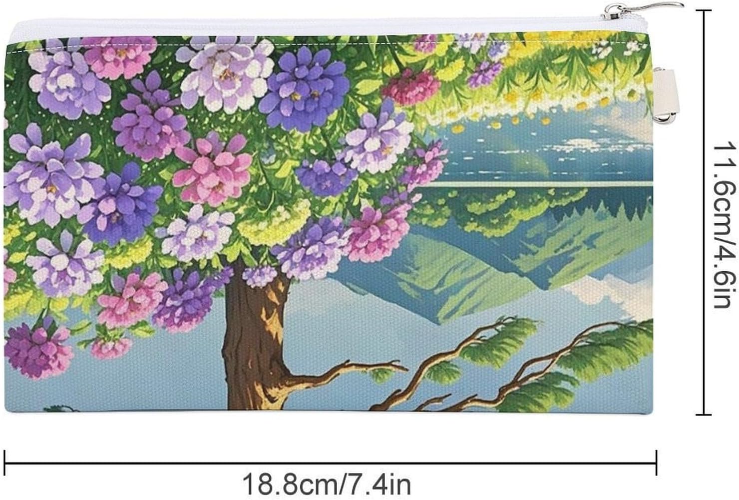 Tall Green Pine Coin Purse Coin Pouch with Zipper for Men Women Portable Change Wallet Canvas Coin Bag