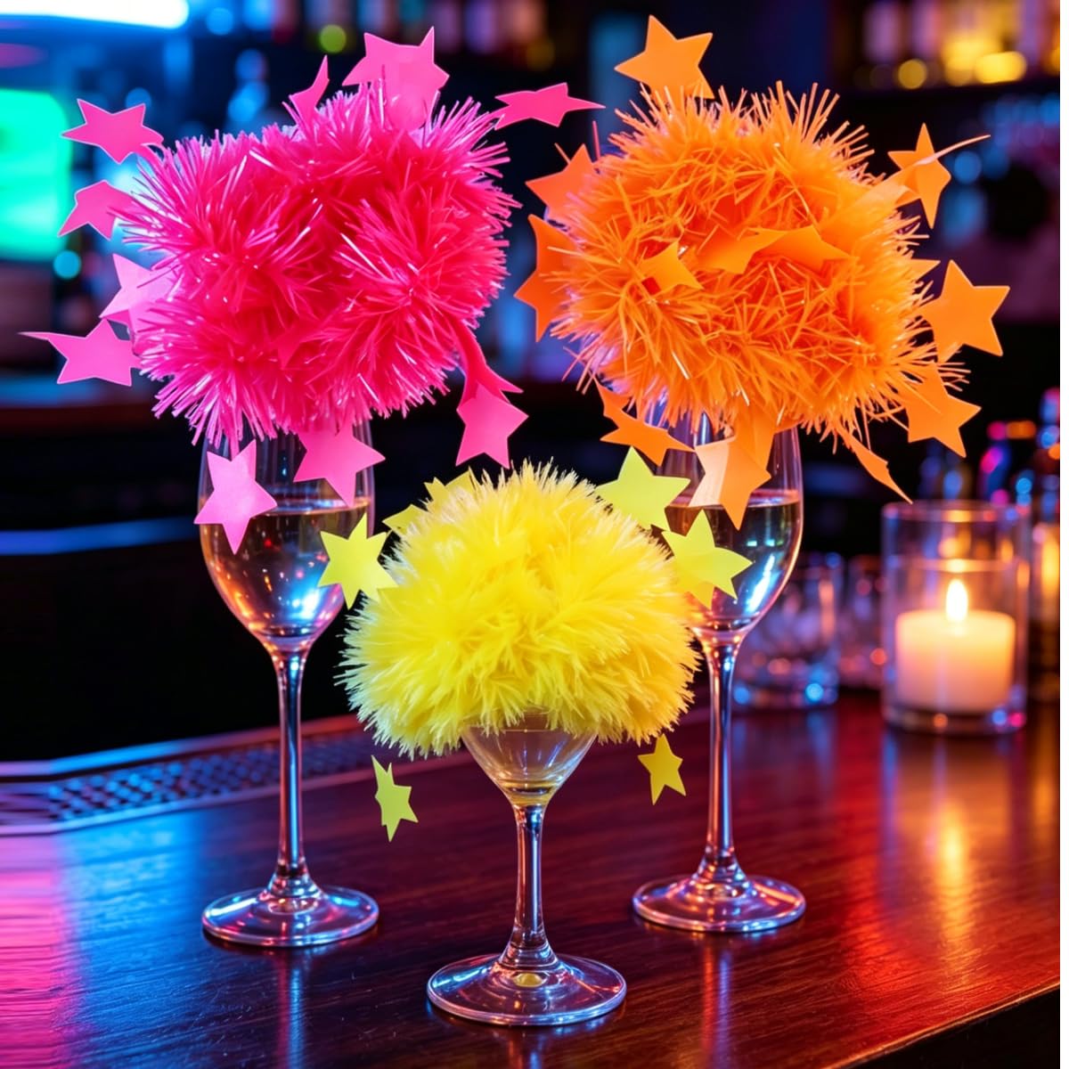 Set di Braccialetti Fluorescenti Karlor, 6 Pezzi Neon Fasce per Capelli a Forma di Stella, Accessori UV per Feste con Effetto Glow, Decorazione per Party Fluorescenti e Neon