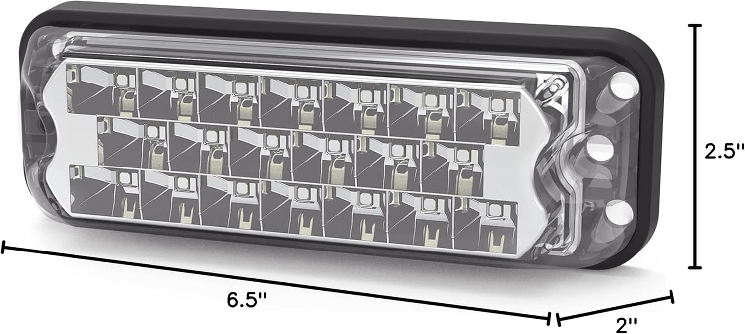 ECCO LED High-Intensity 20 LEDs Directional Amber Surface Mount 0.4 amps 12V 24V Waterproof 7 Flash Patterns Warning Light for Truck off Road car Commercial Vehicles, 5 Year Warranty