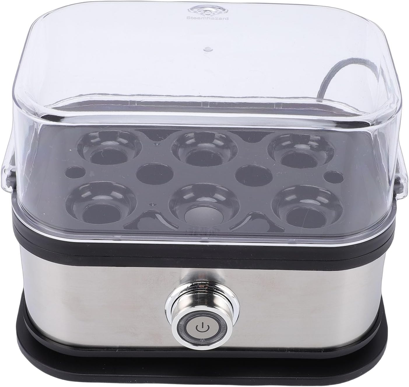 Electric Egg Cooker Robust Stainless Steel Soft Medium Hard Boiled Poached Maker for Small Kitchens or Travel