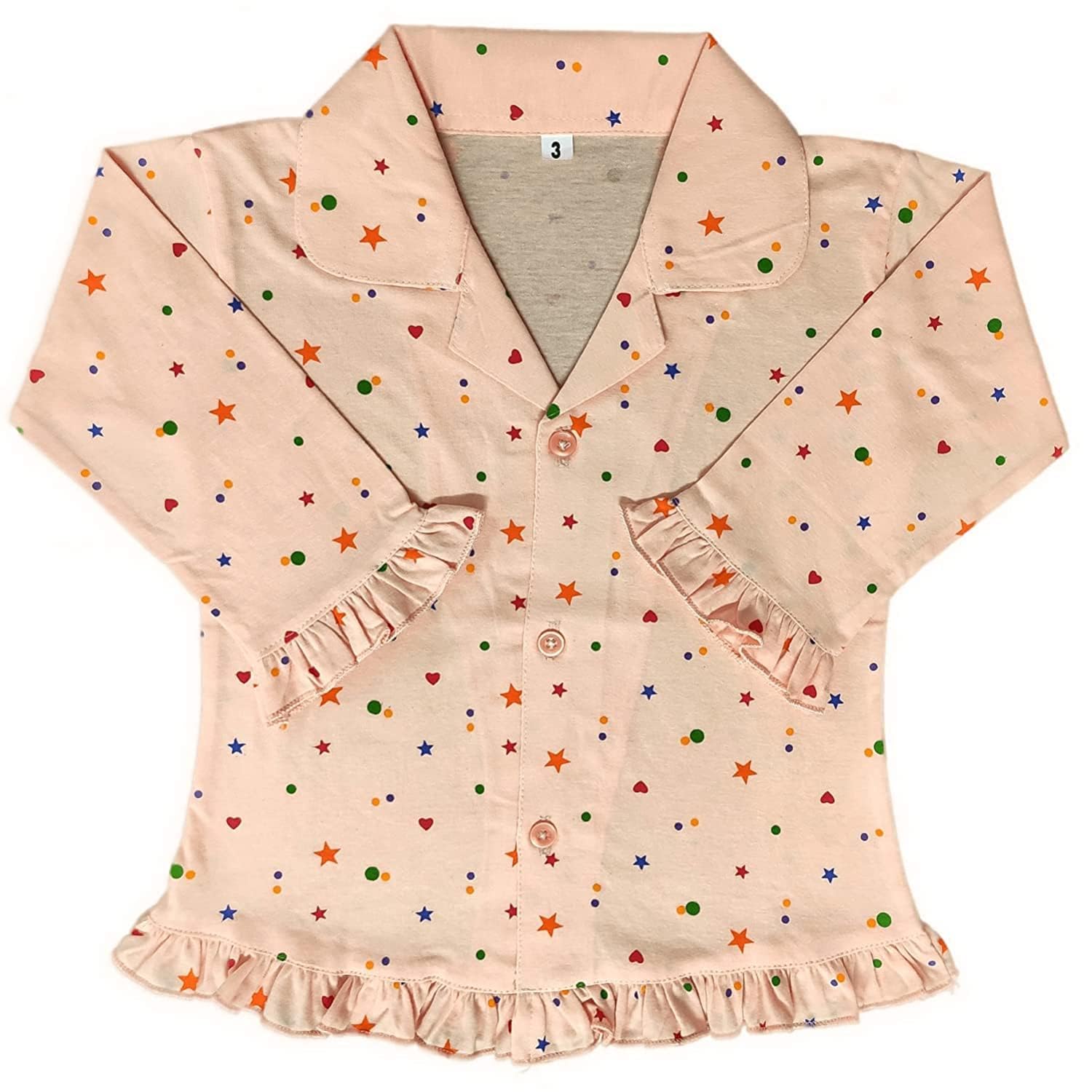 |Baby Jackson| Soft Pure Cotton Night Suit for Baby Girl Pack of 1 (1-2 Years) Orange 1