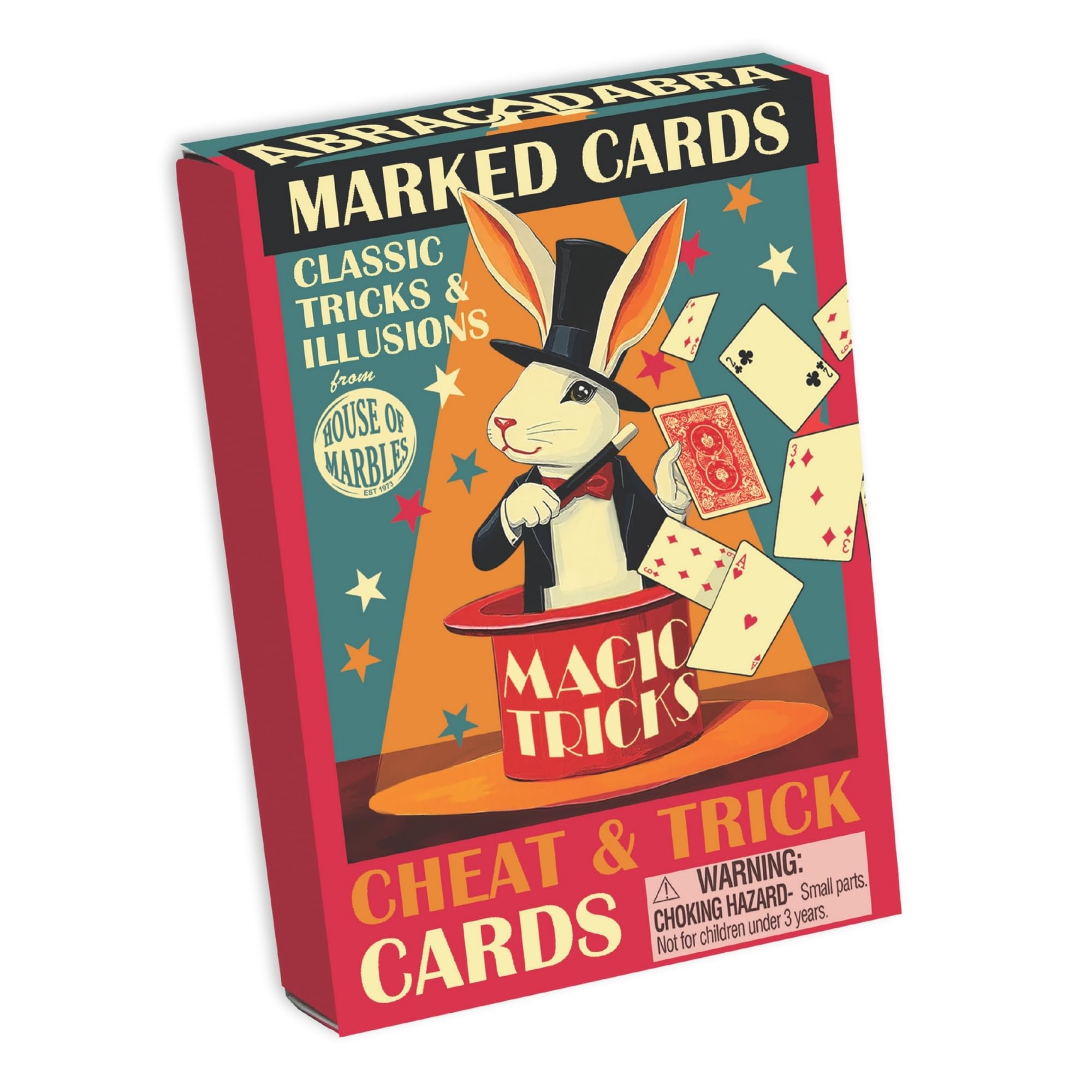 House of Marbles Marked Magic Cards - Secret Marked Playing Card Deck for Beginner Card Tricks with Instructions, Retro Boxed Gift
