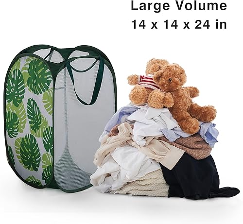 Miniatura 142 de Cesta de malla desplegable para ropa sucia con asas duraderas - Cesta plegable portátil para dormitorio, baño y viajes (azul, paquete de 3 unidades)