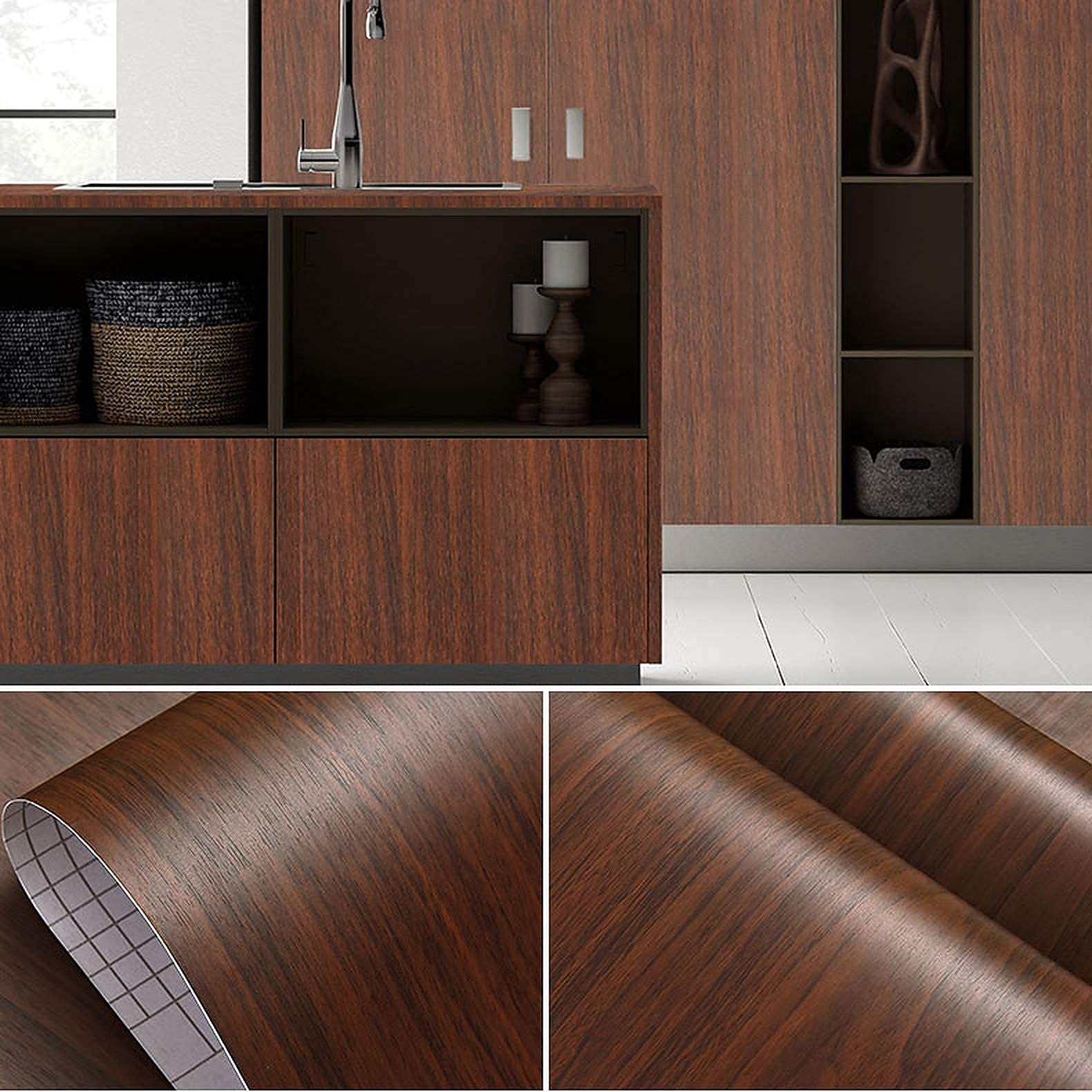 wolpin Pvc Wall Stickers Furniture Solid Wallpaper Wood (45 X 600 Cm) Door, Diy Vinyl, Almirah, Shelf Liner, Table Top, Wardrobe, Kitchen Cupboard Decal, Mahogany Brown (B099NSYXJ4) Amazon Price History, Amazon Price Tracker