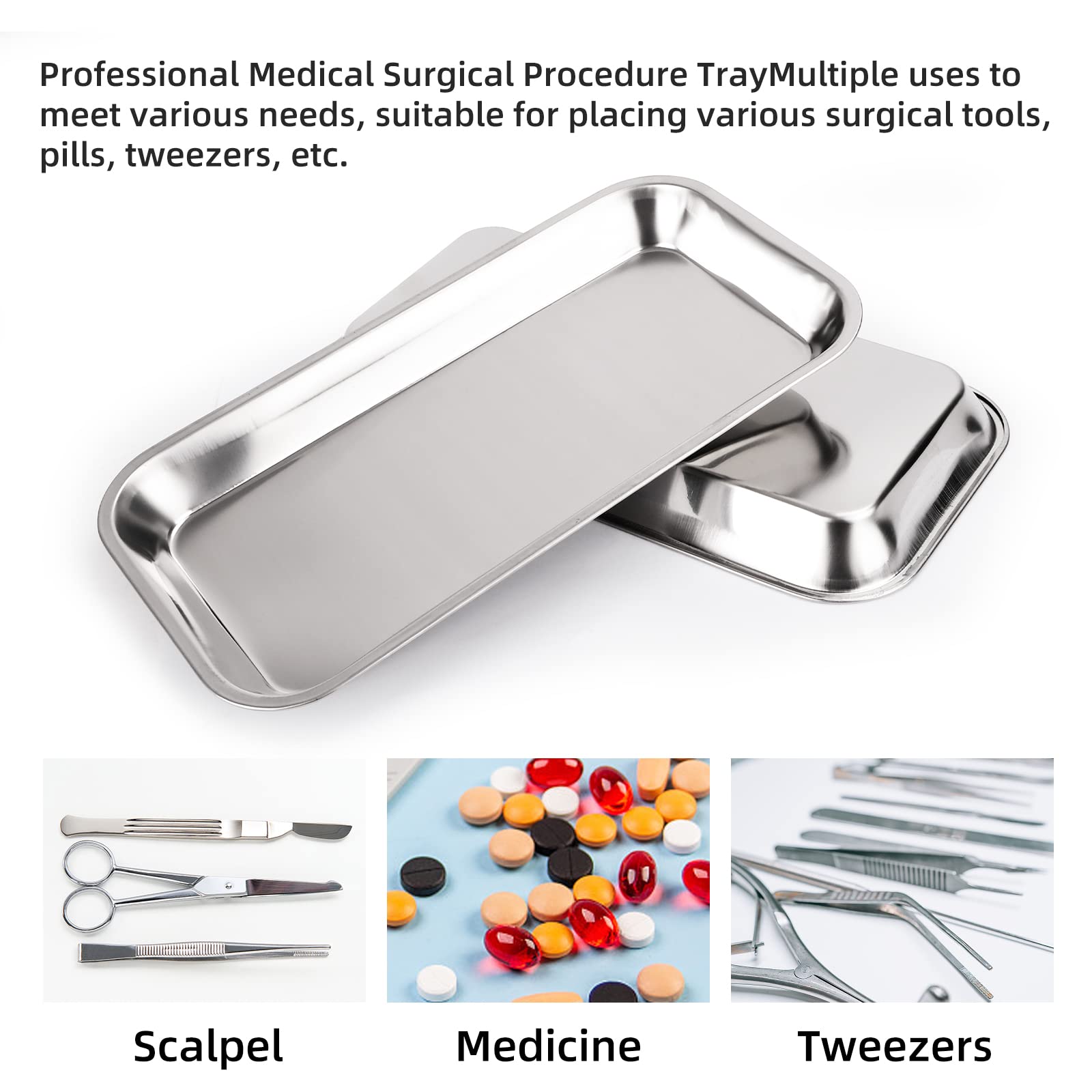 4 Vassoi In Acciaio Inox Per Laboratorio - 22x12 Cm - Foto 6