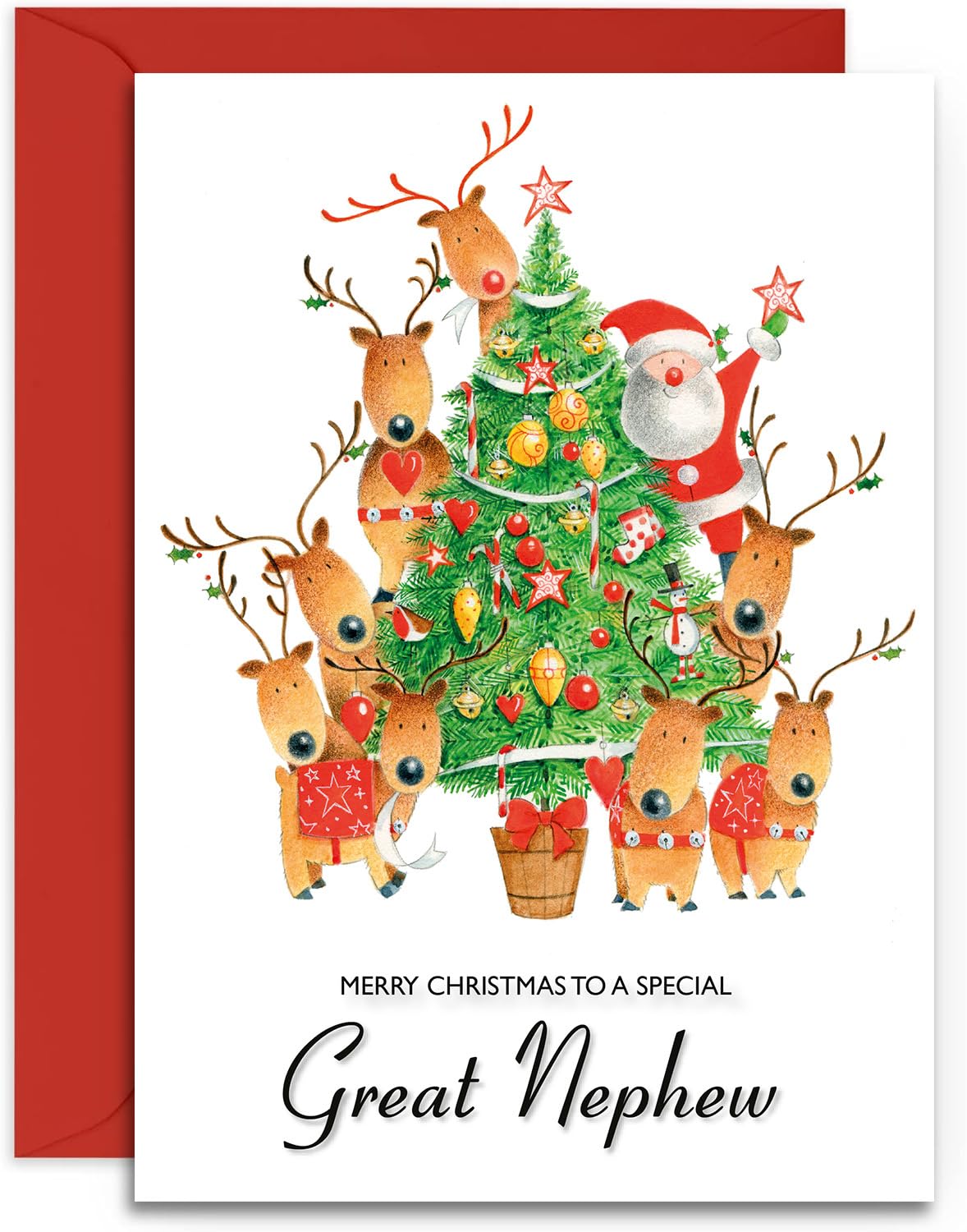 Plantillas Para Tarjetas De Navidad Tarjeta De Navidad Para Nieto De Olivia Samuel - Forest Friends - Brillante Tamaño Mediano (A5, Tamaño A5, 148 Mm X 210 Mm) Con Sobre Sobre De