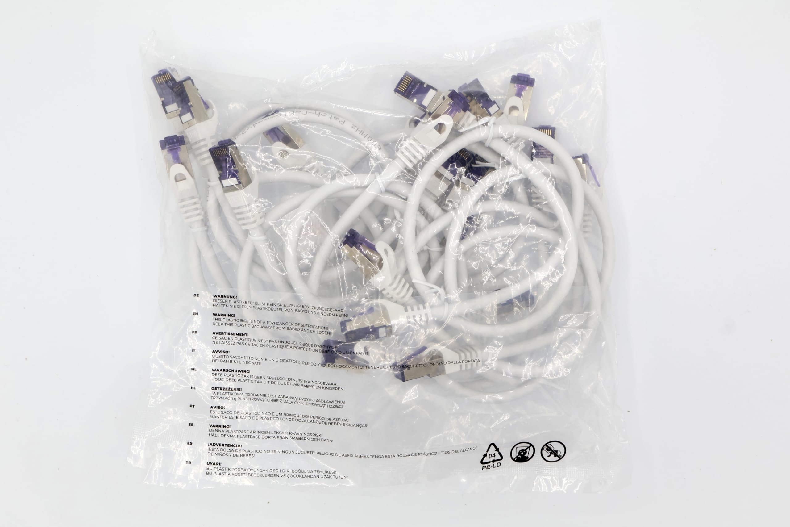 1aTTack.de Cat.7 Cavo di Rete 0,5m - Bianco - 10 Pezzi - Ethernet LAN Cat.7 SFTP PIMF LSZH Spina RJ45 Cat6a 10 Gbit s