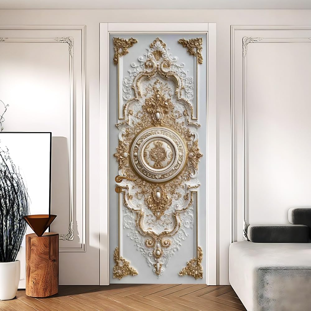 Baroque Gold Door Mural Peel and Stick, 30x79 in Removable