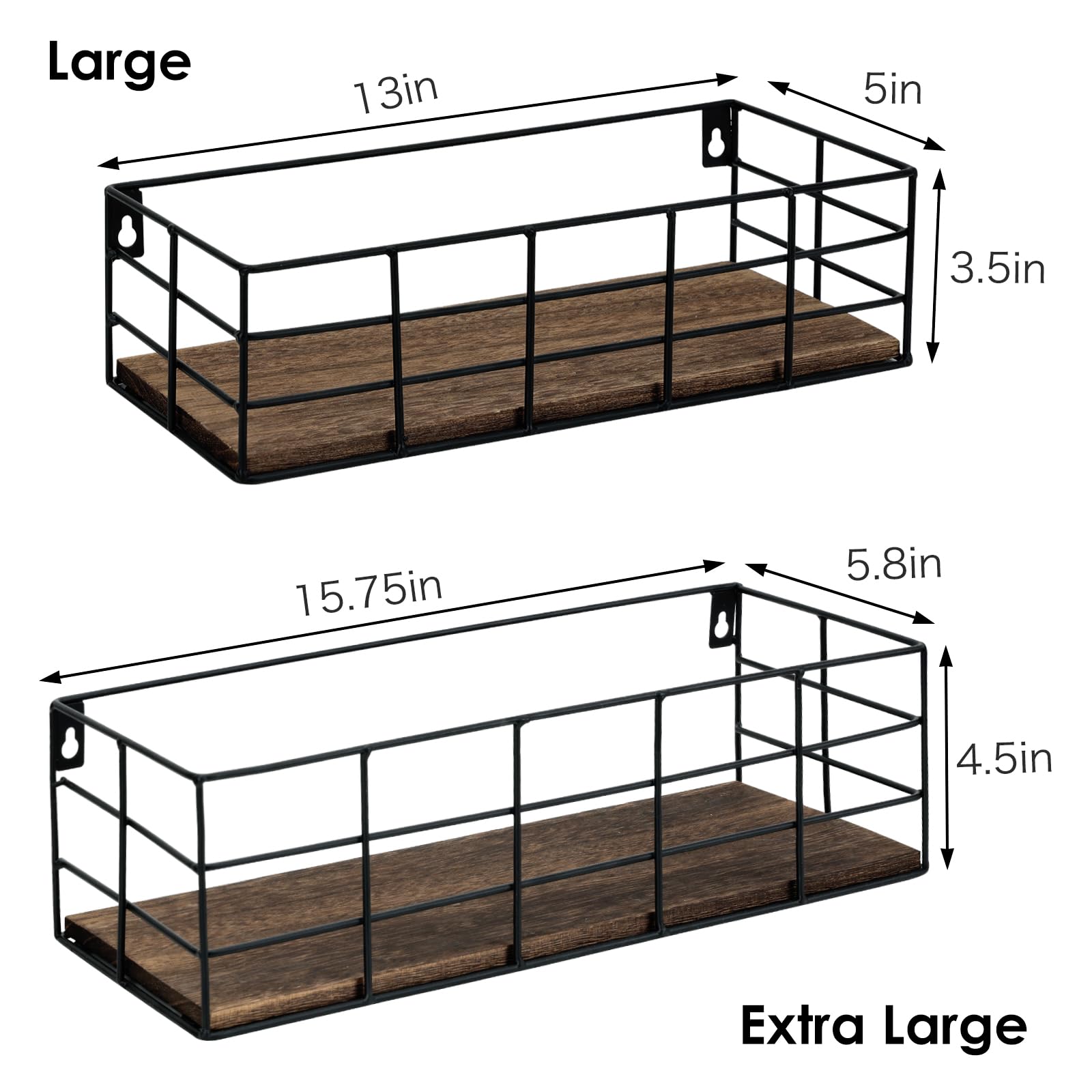 Fixwal Hanging Floating Shelves, 2 Sets of Wall Mounted Shelves for Wall Storage, Hanging Storage Shelf for Bathroom, Living Room, Bedroom, Kitchen (Brown)