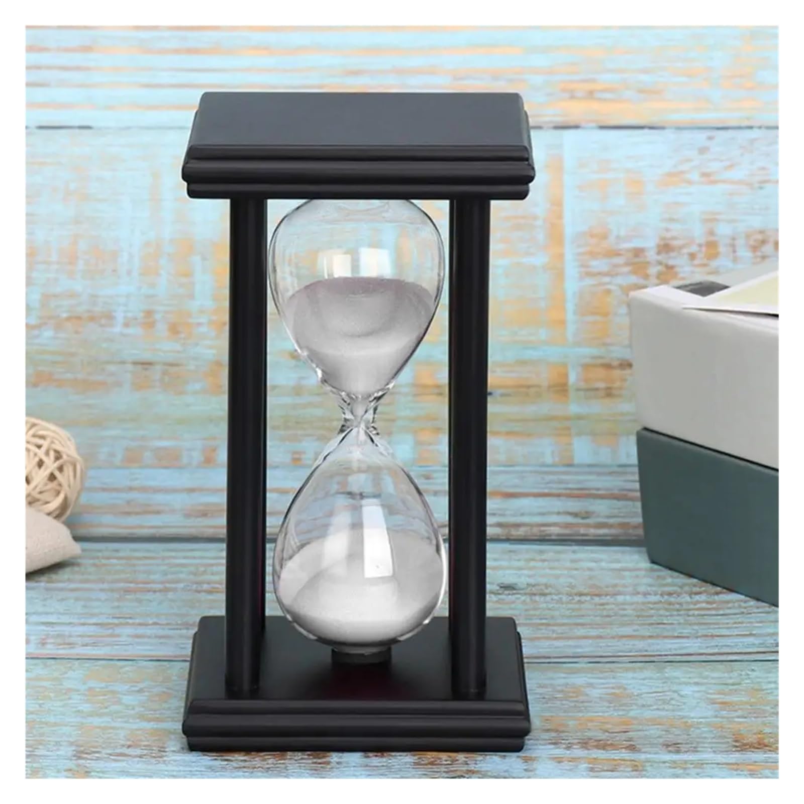 Sanduhr Uhren Sanduhren Timer Sanduhr Holz Sanduhr Geschenk Desktop Ornamente Dusche Timer Küche Schule Wohnkultur(White Blue 60 Min)
