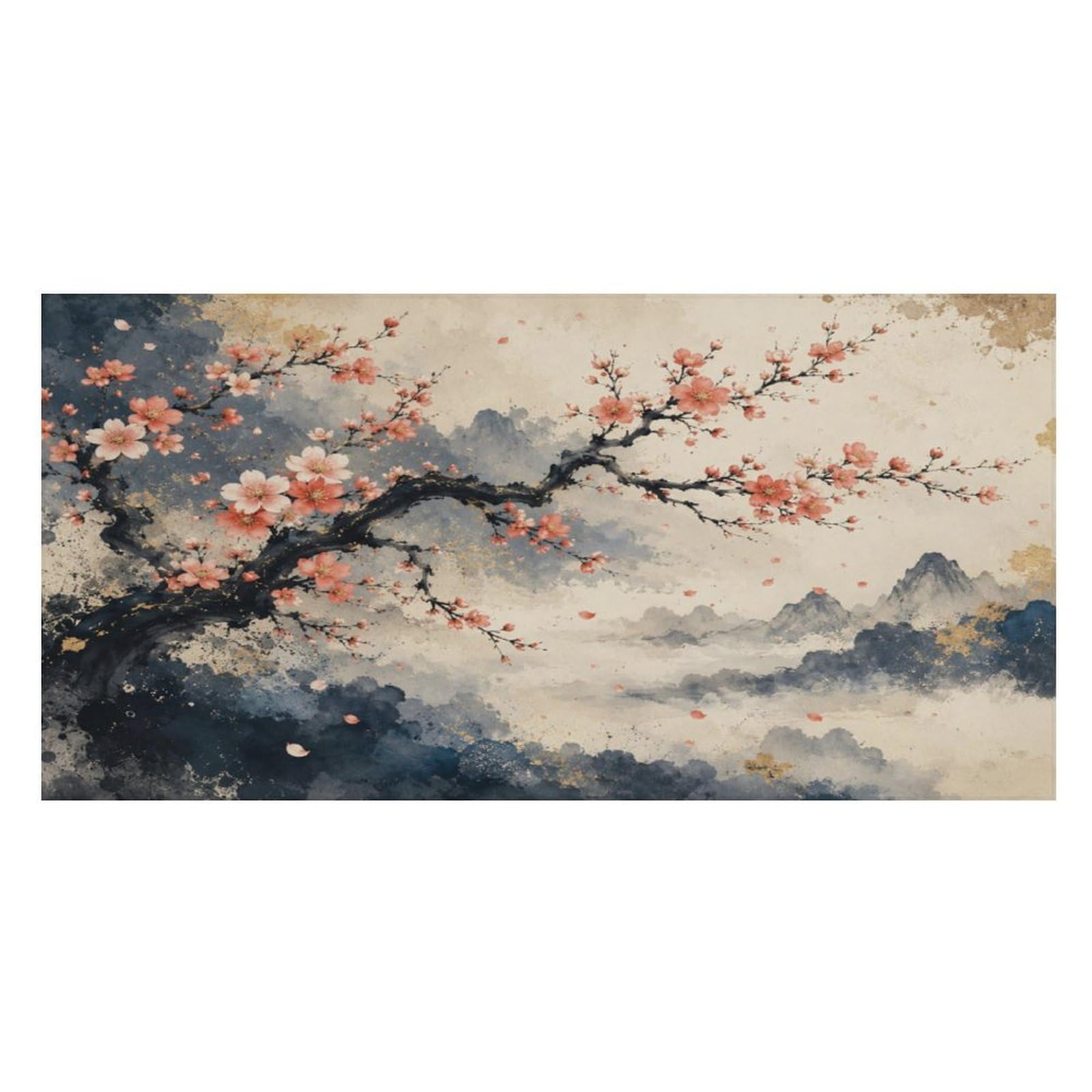 Anceky Cherry Blossom Branch Mountain Landscape Oversized Beach Towel Quick Dry Sand Free Microfiber Travel Towel Lightweight Multi Purpose Beach Blanket Pool Gym Bath Towel 63x31 in