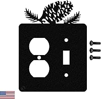 Vista 15 de Pine Cone - Placa de pared para interruptor de luz triple (palanca triple, negro) - Fabricado en Estados Unidos