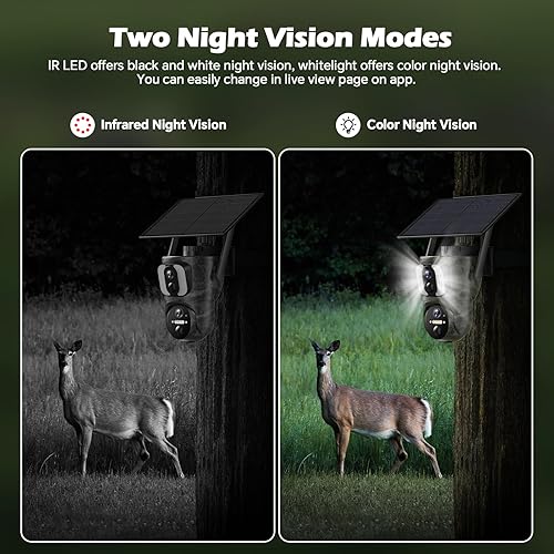 Miniatura 9 de VOOPEAK Dual Len - Cámara de rastreo celular 4G LTE inalámbrica 1080P Pan Tilt Solar Powered Cámara de caza de caza, visión nocturna a color, visión