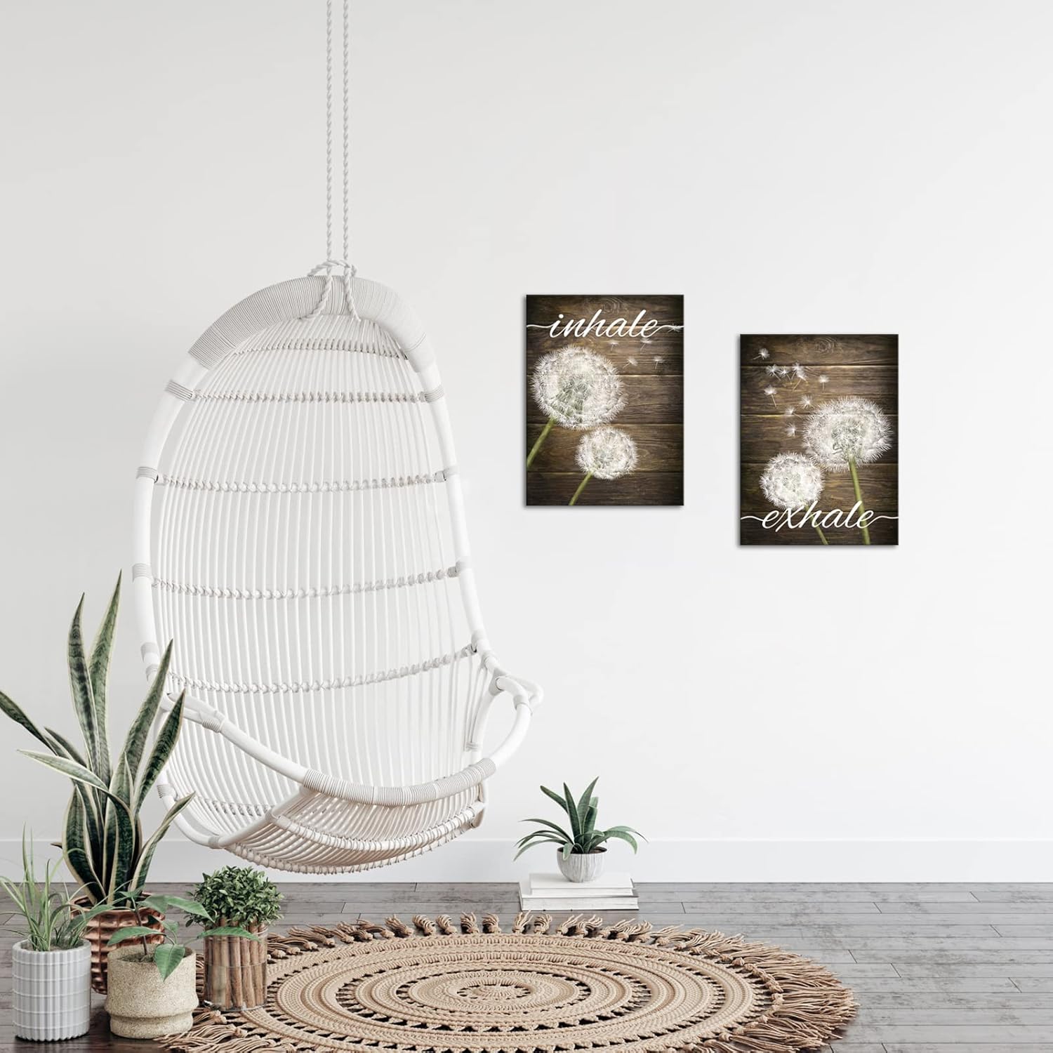 Apicoture Inhale Exhale Wall Art - Dandelion Pictures Wall Decor Canvas Prints Inhale Exhale Wall Poster for Bathroom Bedroom Decorations 12"x16"x2 Pieces
