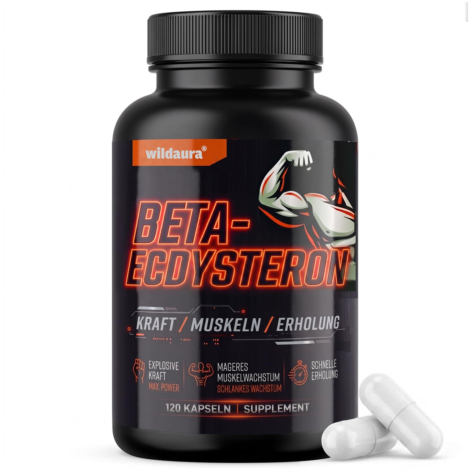 Beta Ecdysteron, 1200mg Hohe Reinheit Ecdysterone Supplement für Muskelaufbau, Fitness & Kraftsport, 120 Vegane Kapseln