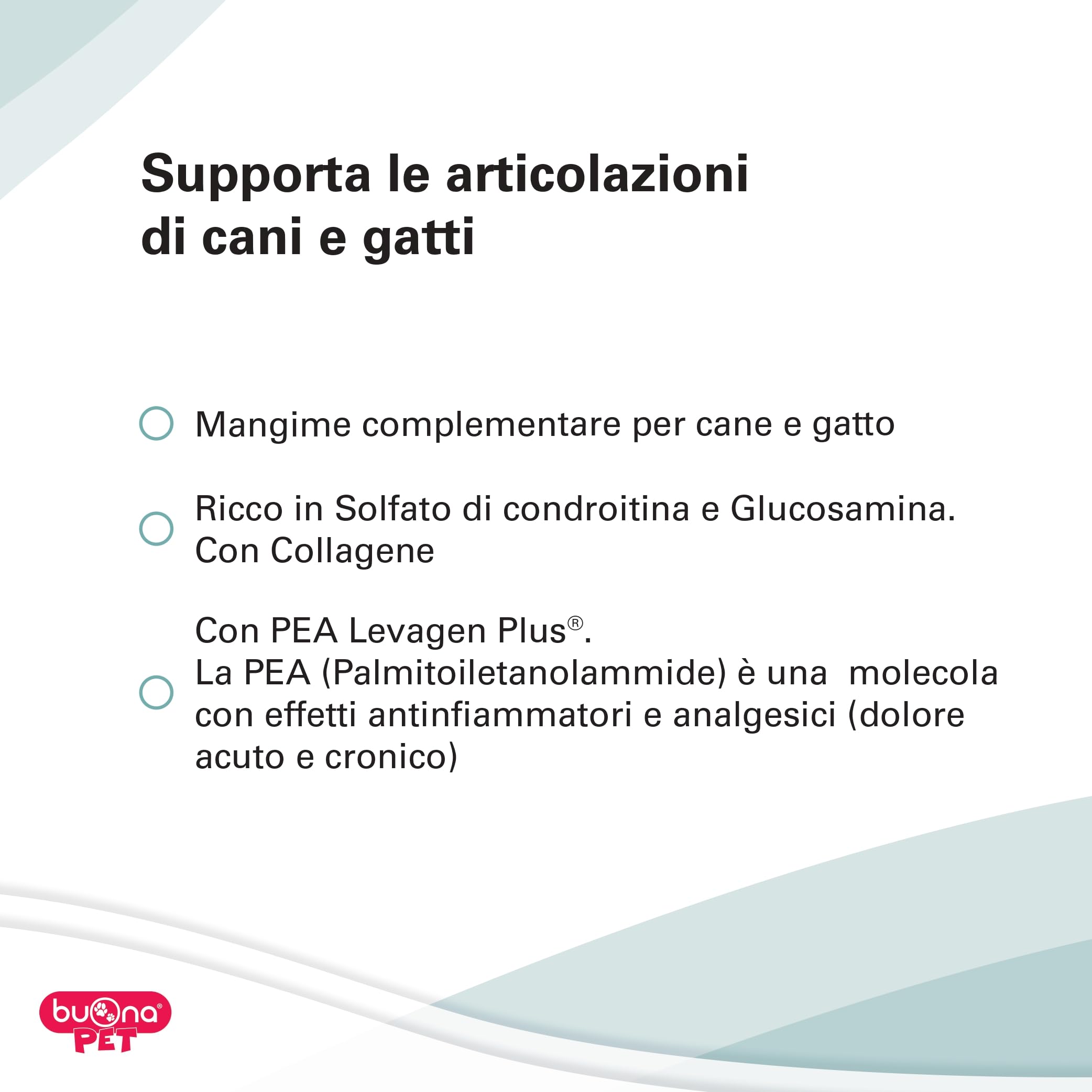 Buona Pet Articolina Forte Cane 60cpr Integratore Articolazioni Cane, Mangime Complementare Dietetico per Cani e Gatti, con Glucosamina e Condroitina, Collagene, ASU e Pea Levagen Plus®