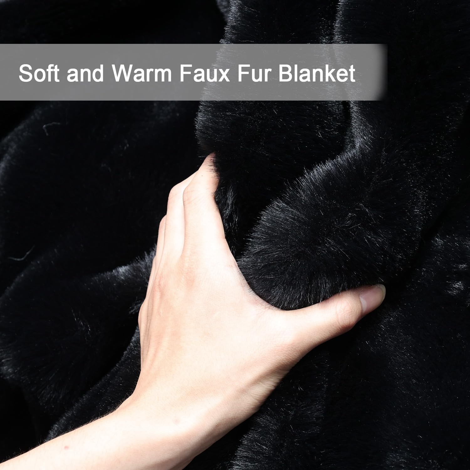 Faux Rabbit Fur Bubble Blanket Black Fleece Fuzzy Soft Fluffy Thick Cute Twin Blanket for Sofa Bed Couch Living Room Gift, 60 * 80 Inches 900GSM - Image 4