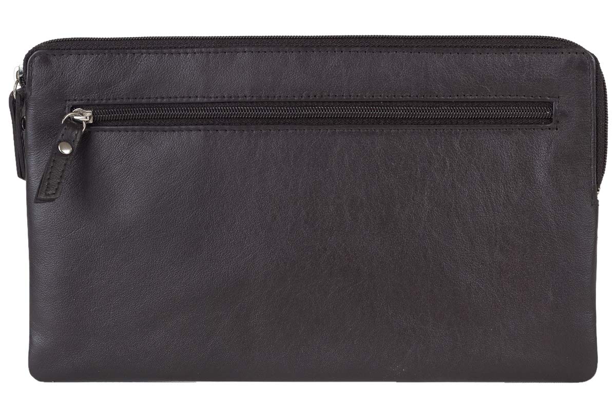 LEAS Banktasche Banktasche mit Reißverschluss, braun Leder