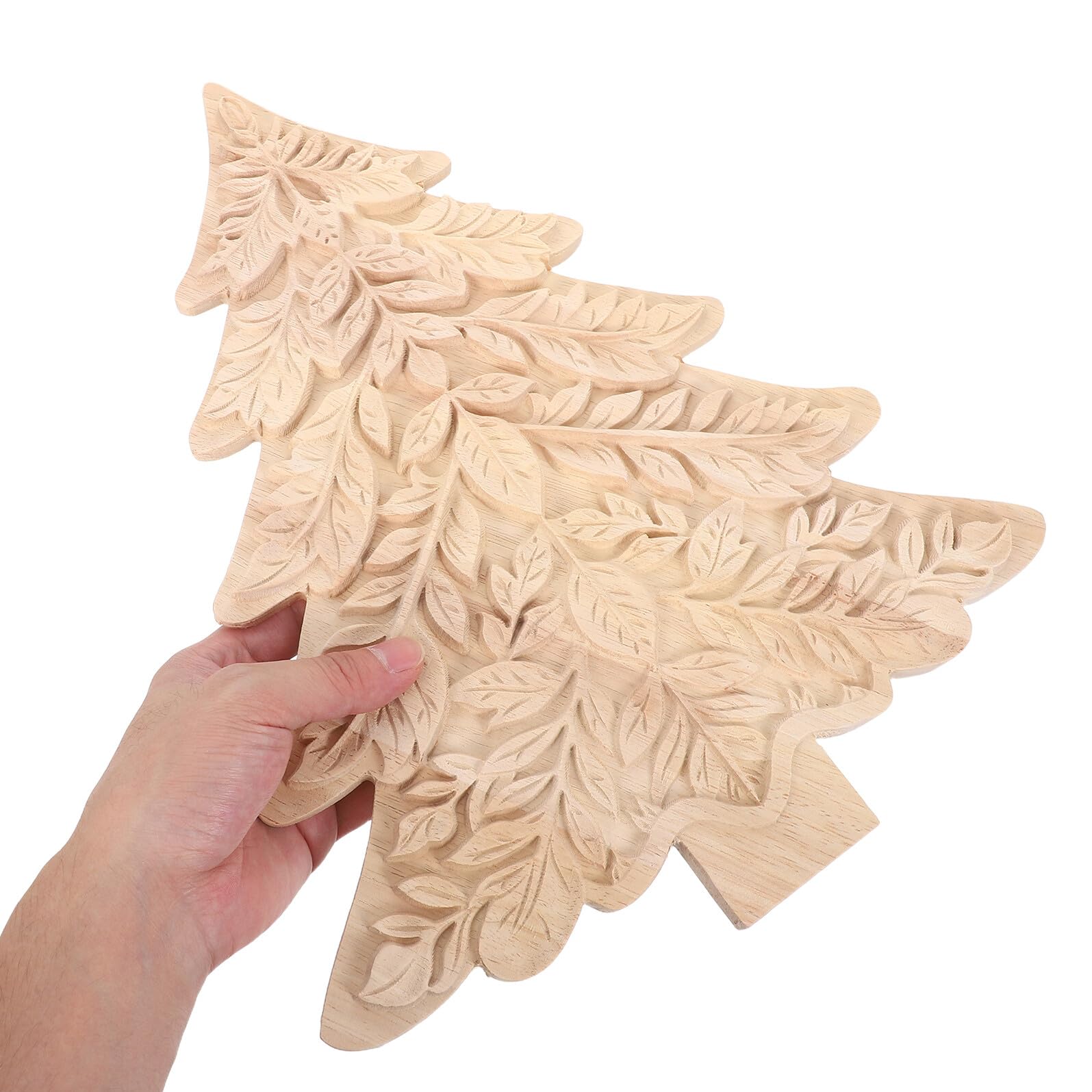 Décoration Sapin de Noël Bois Sculpté Ornements Rustiques sur Pied Éléments DIY pour Centre de Table et Cheminée Décor Hivernal Bois Naturel