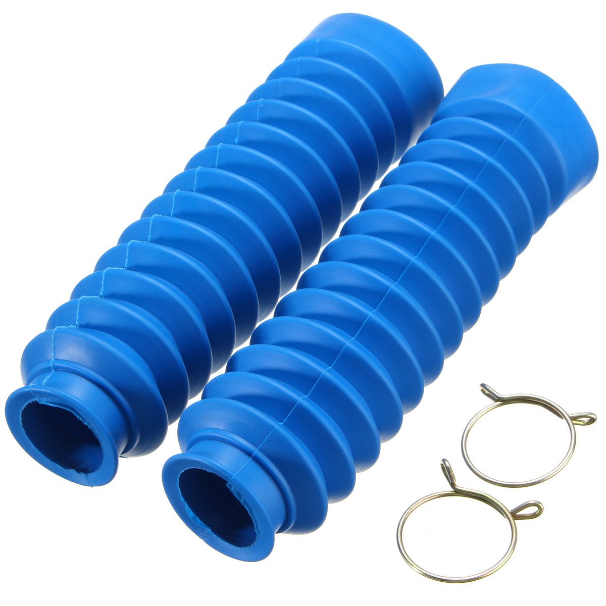 Alamor Pair Motorcycle Rubber Front Fork Cover Protector Gaiters Boot Gaitor 4 Colors-Blue