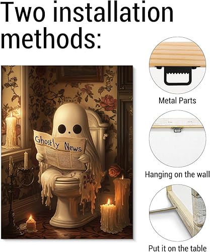 Miniatura 6 de Póster con estampado de fantasmas de Halloween para baño, diseño de fantasma, estilo gótico oscuro, decoración de pared, decoración de baño, tamaño