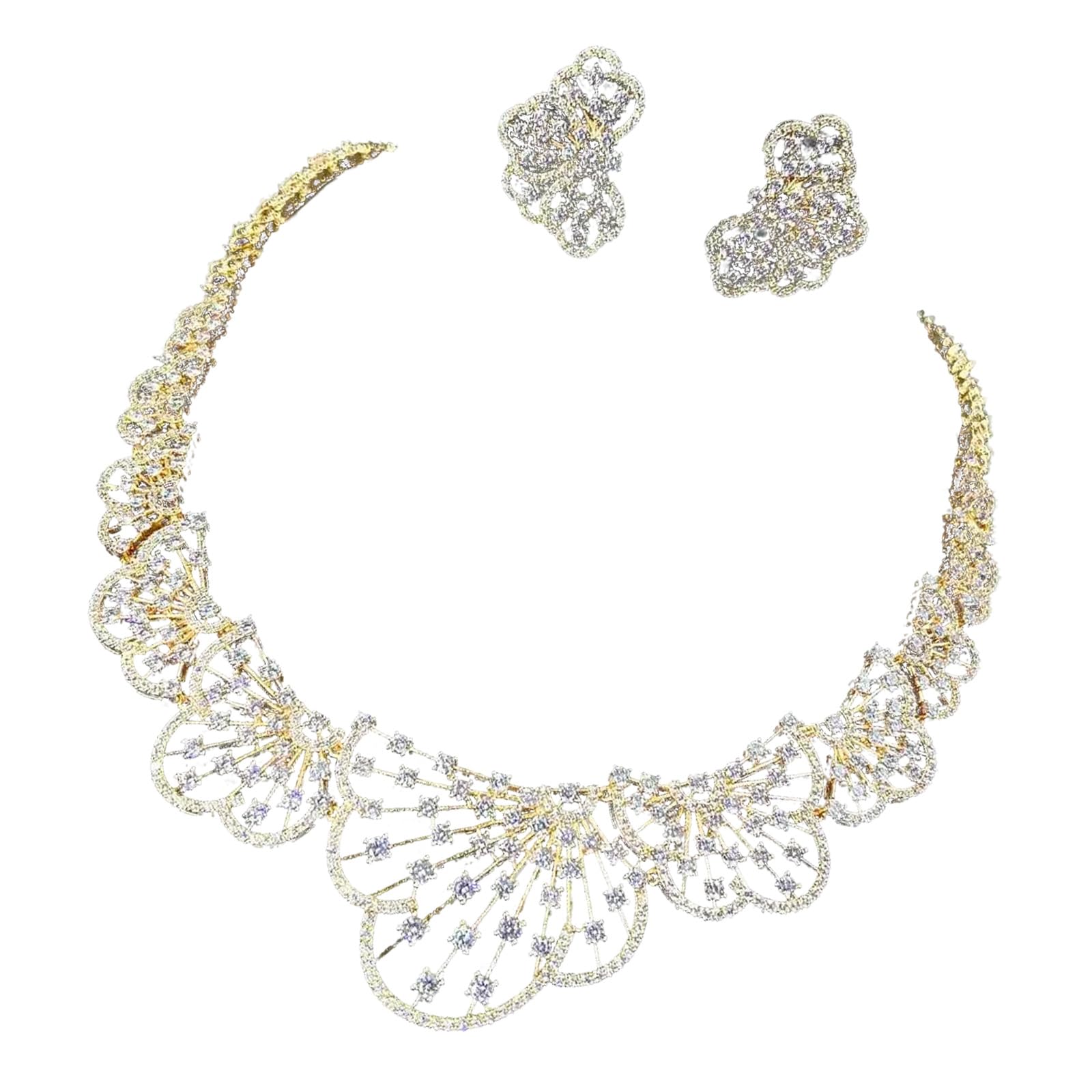 Elegante set di gioielli con eleganti pietre di zirconia, accessorio portatile per decorazioni di matrimoni e occasioni speciali