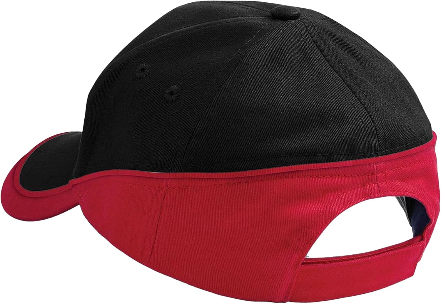 Beechfield Teamwear Competition Cap (B171) Summer Low Profile hat/Team Uniform - Black/Classic Red/White