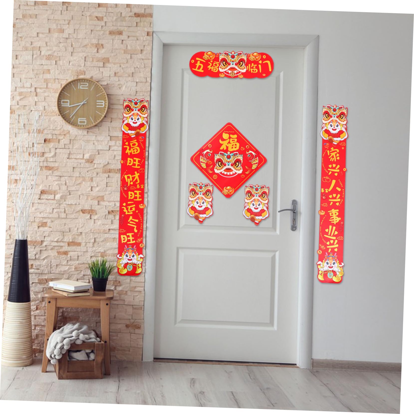 ABOOFAN Set Decorazioni Magnetiche per Distici Cinesi di Capodanno, Cartelli Tradizionali Porta, Ornamenti Festa di Primavera per Casa e Ufficio, Kit Decorativo per Festività del Anno