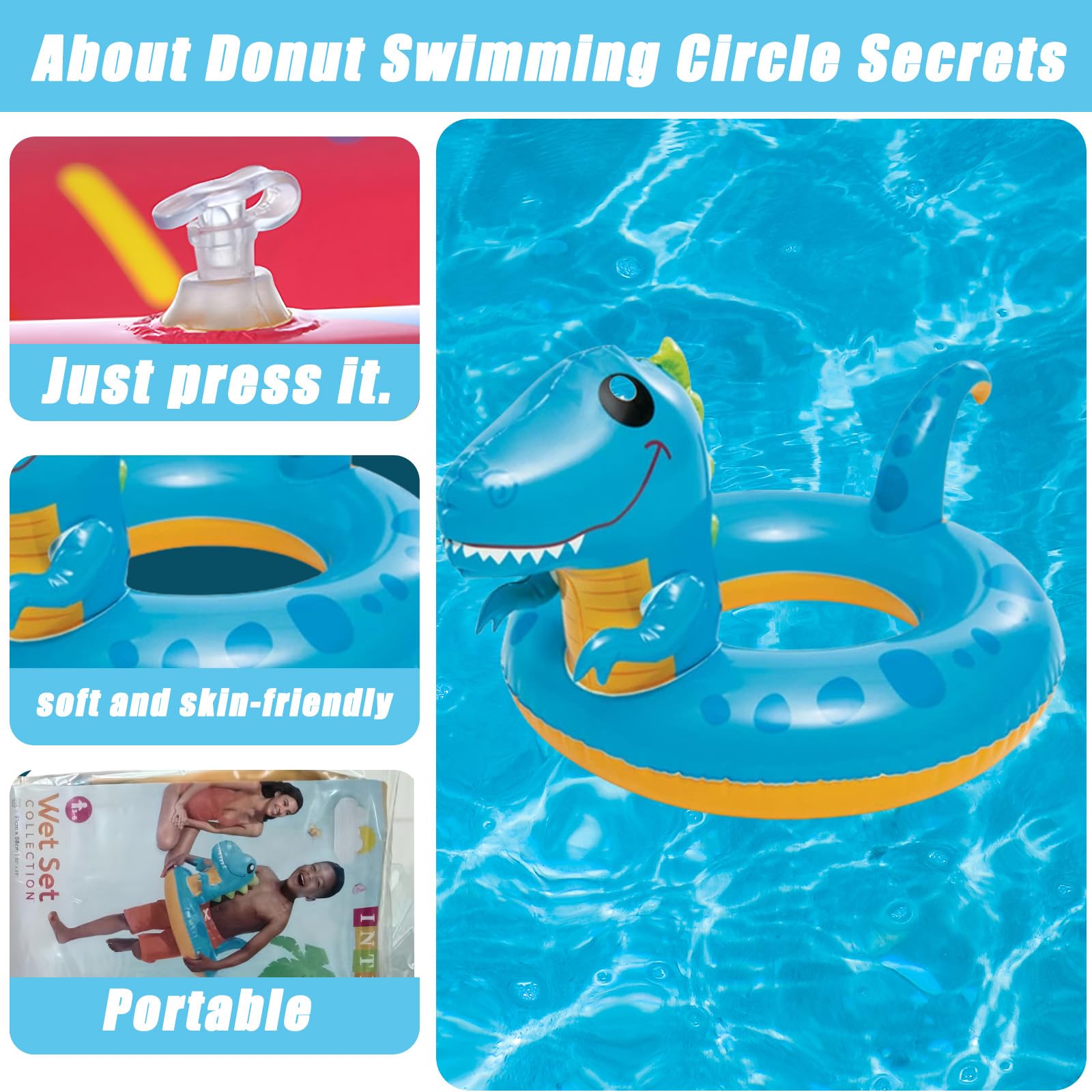 Unicorn Peacock Dinosaur Inflatables Swimming Ring Rubber Rings for,3pcs Inflatable Swim Rings Pool Float Tube,Inflatable Pool Ring Toy Floaties for Beach Summer Party Water Sport - Image 3