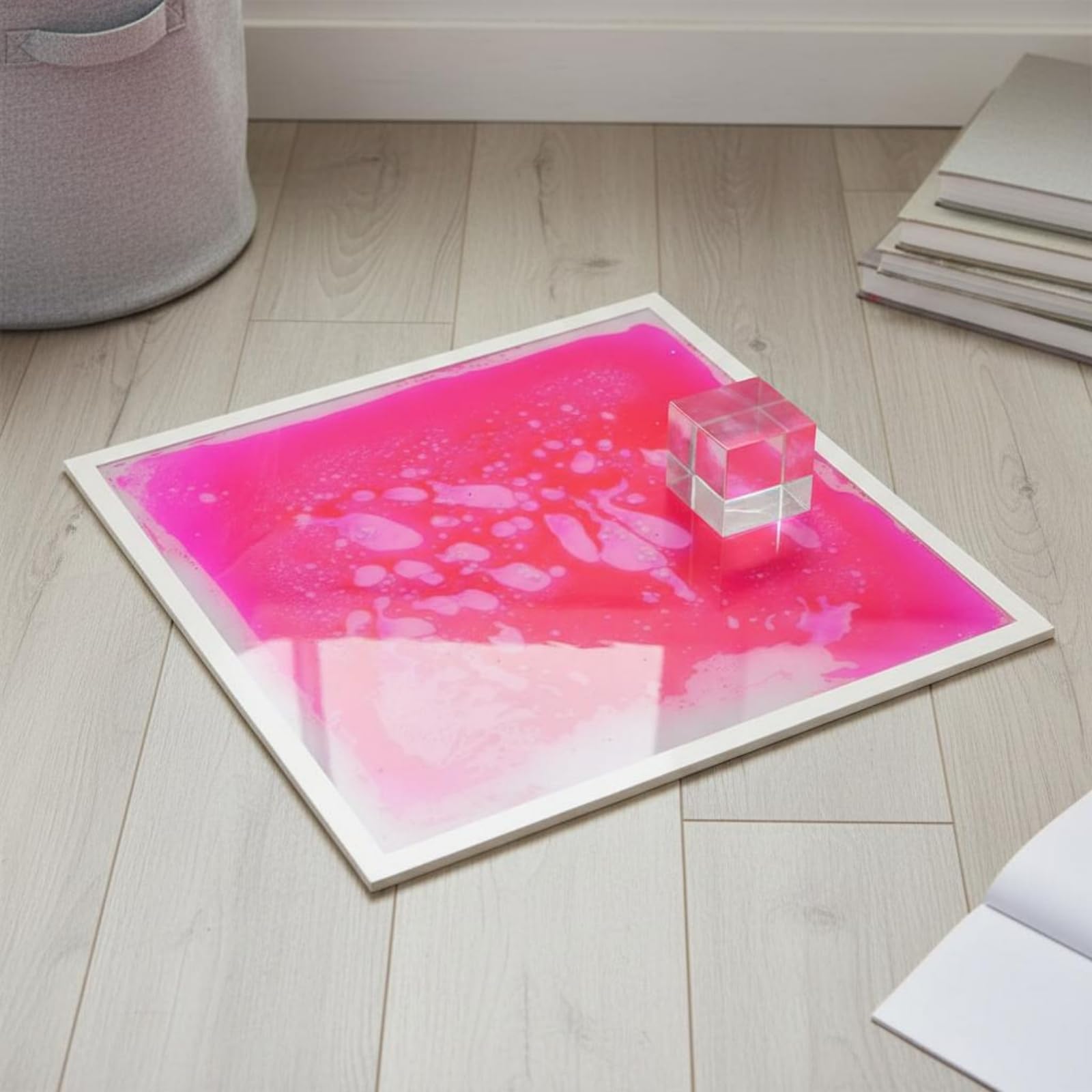 Tappetino Sensoriale per Bambini Pavimento Interattivo Liquido Allenamento Motricità Supporto Sensorialità Costruzione PVC Adatto a Cameretta Asilo Spazio Educativo, Arancione, 40 40cm