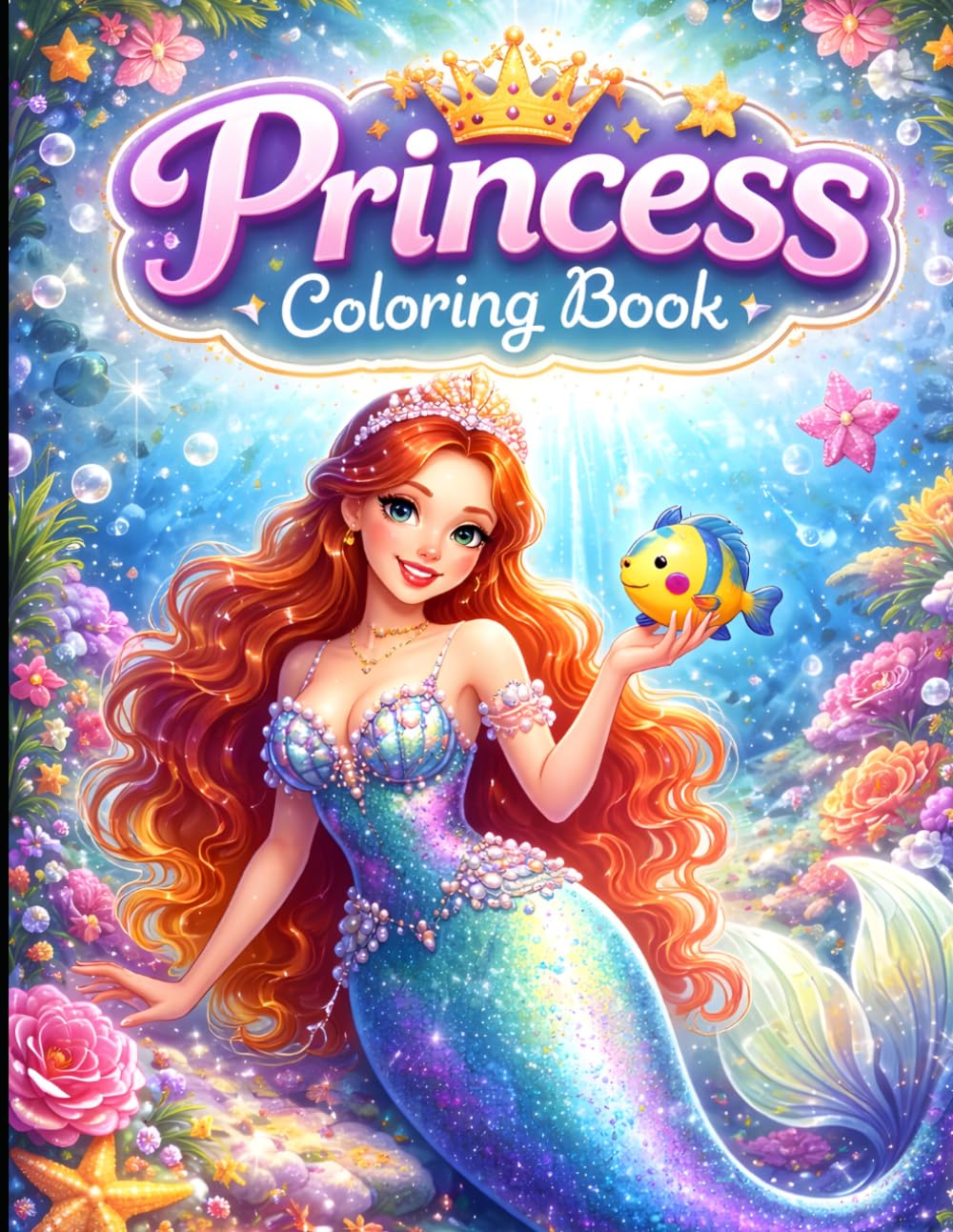 Easy Princess Coloring Book for All Ages: Cute Princesses, Simple Fantasy Scenes & Relaxing Coloring Pages – Fun and Stress Relief for Kids, Teens & Adults
