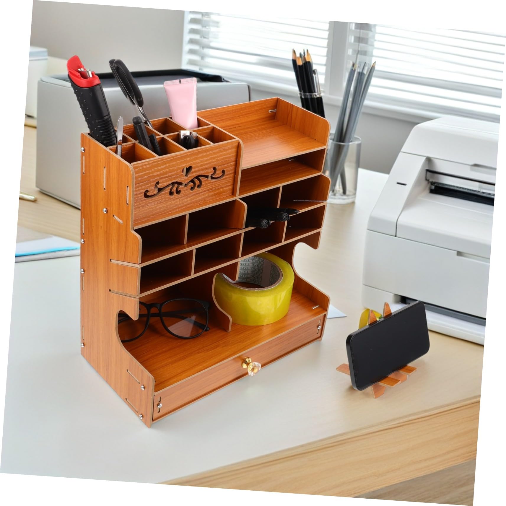 Organizer Scrivania in Capacità con Scomparti Multipli Portapenne Elegante e Funzionale per Ufficio Portaoggetti Desktop per Penne e Accessori