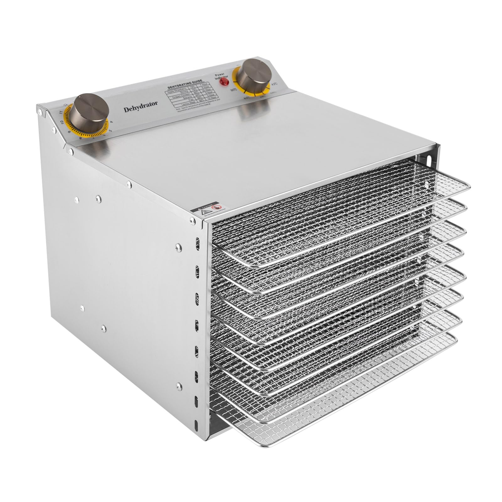 Deshidratador de acero inoxidable con 8 rejillas de acero inoxidable, deshidratador de alimentos de 30 – 90 °C, temporizador de 12 horas, deshidratador, deshidratador, deshidratador