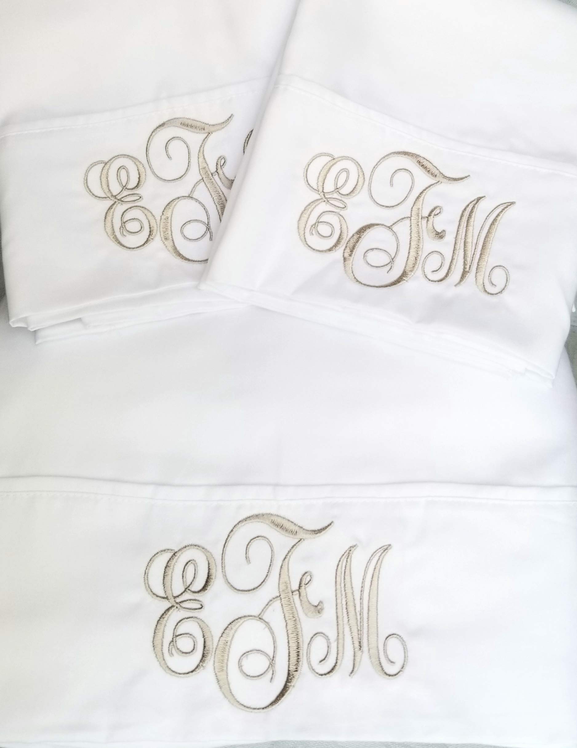 Monogrammed Sheet Set Custom Embroidery Monogrammed Personalized Sheets Bedding Queen Twin Full King