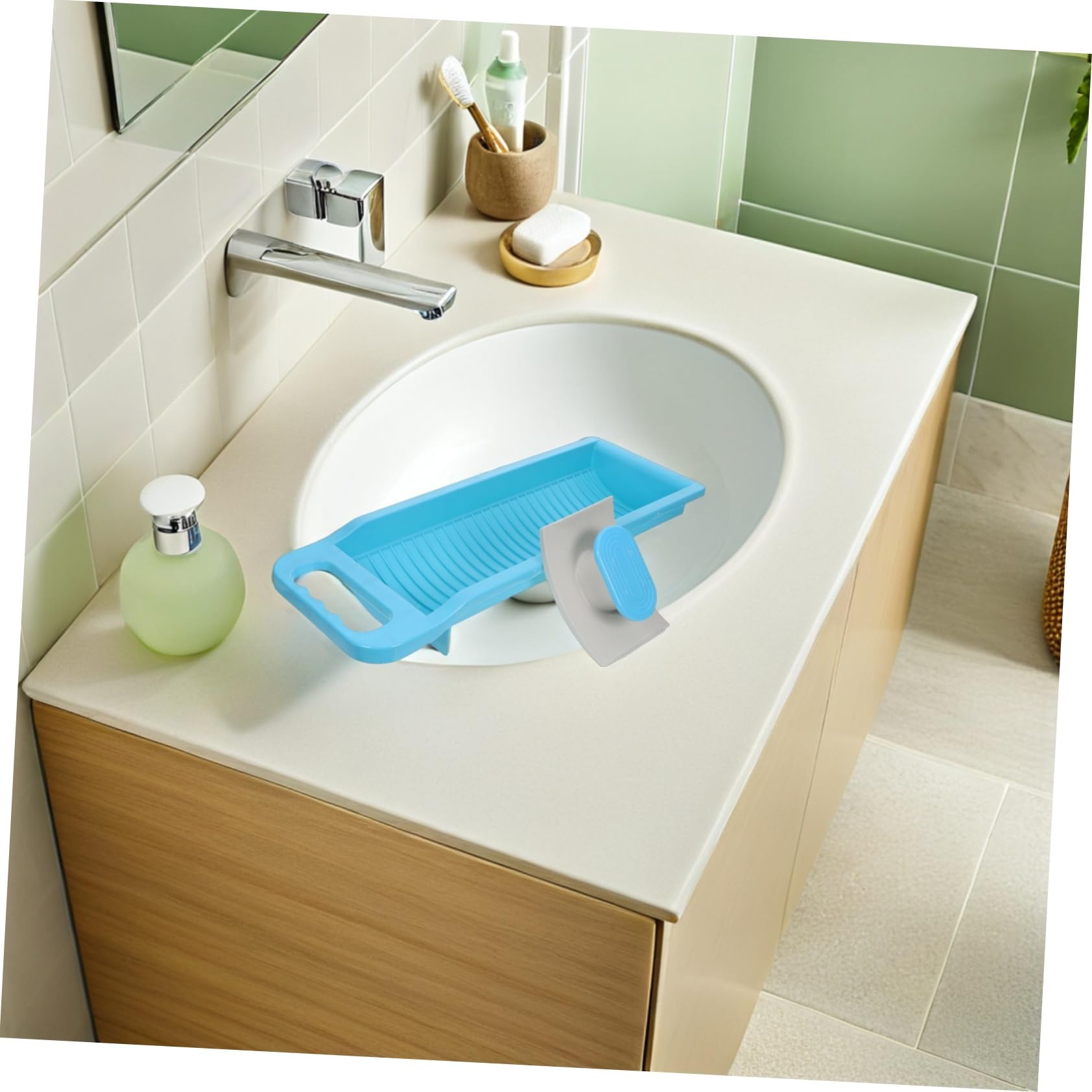 Healeved Kleiner und Fein Verarbeitet Waschbrett aus Pp von Kleidung für Handwäsche Verdickt und rutschfest Wasserabweisend für Zuhause und Reisen
