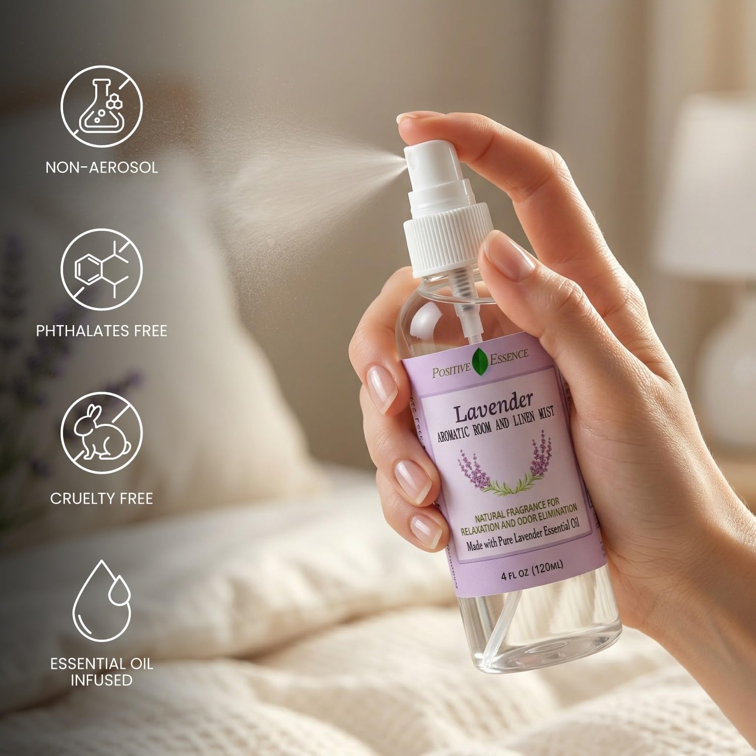 Lavender Room Spray & Linen Spray, Pillow Mist, 4.06 fl oz view 3