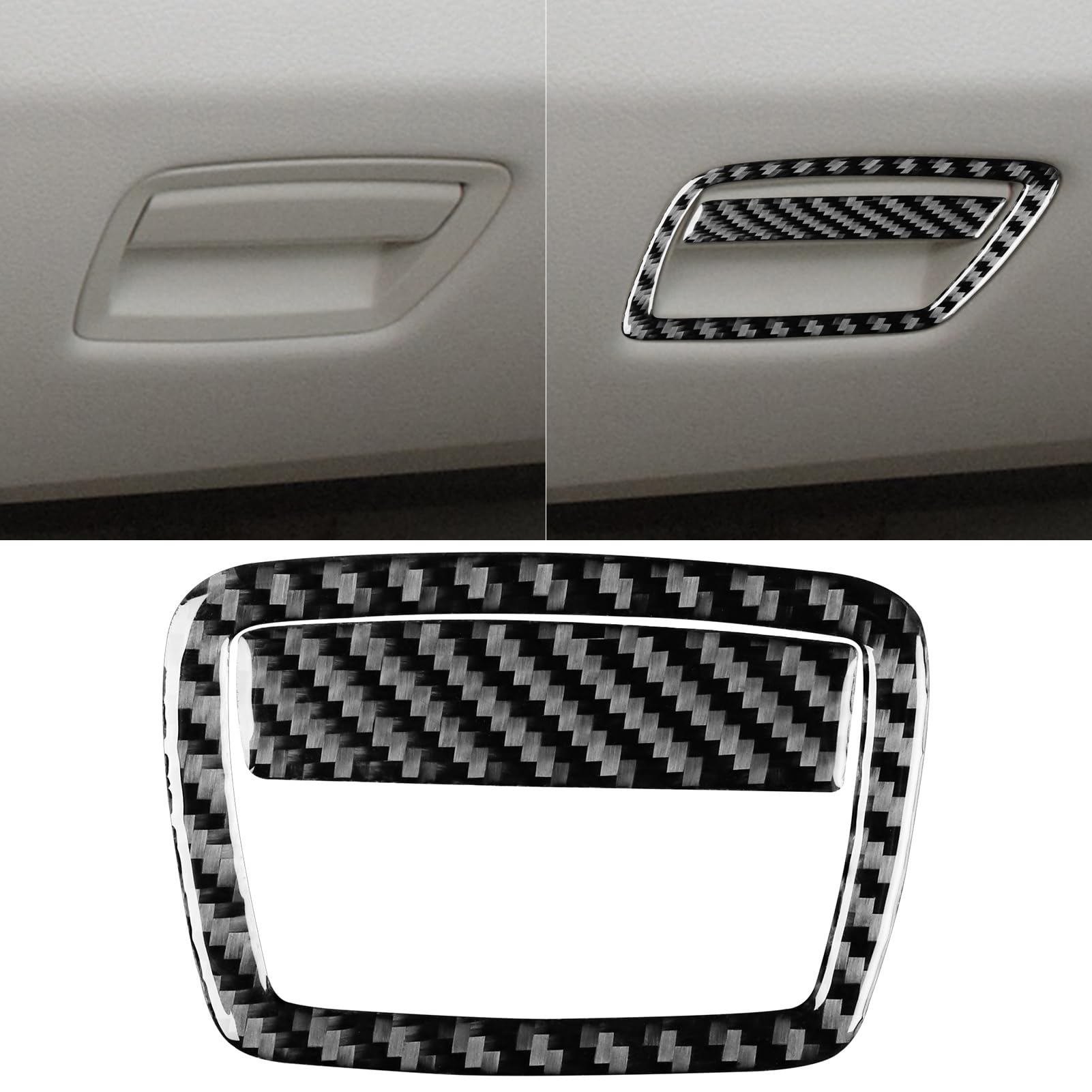 Car Co-Pilot Glove Box Handle Frame Sticker Compatible with BMW 6 Series M6 F12 F13 F06 2011-2018 M Sport Real Carbon Fiber Interior Trim Accessories Black