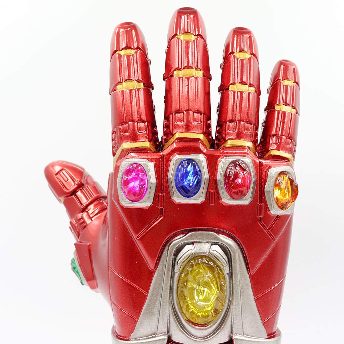 SINSEN Thanos Handschuhe mit LED Leuchten für Kinder Erwachsene Rechte Hand Infinity Steine PVC Handschuh Thanos Handschuhe Halloween Cosplay Kostüm Party Requisiten