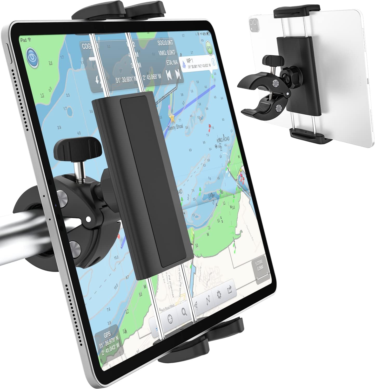 Aozcu Boat Helm Tablet Holder, Marine iPad Pole Mount, Sail