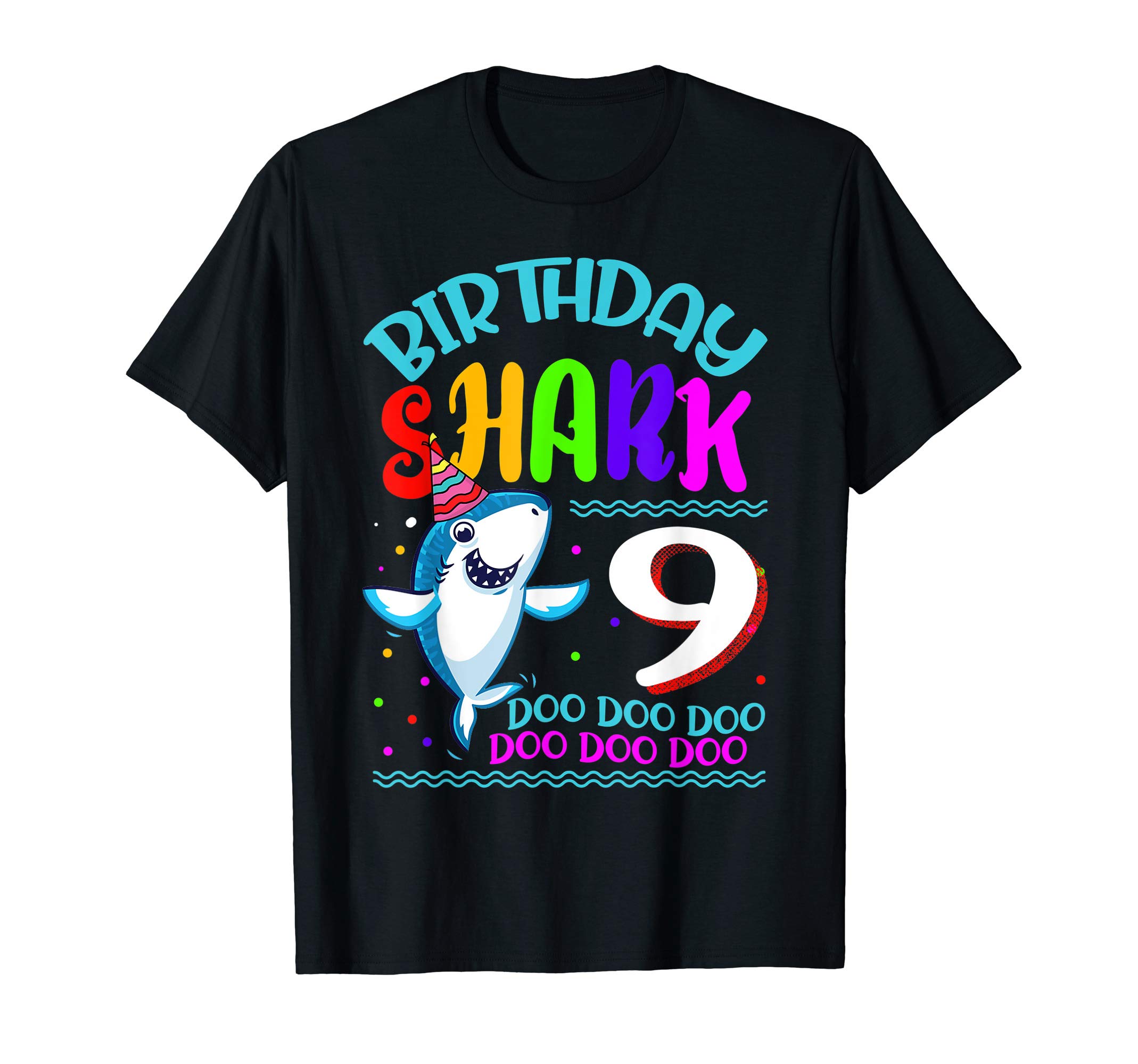 Kids Baby 9 Years Old 9th Birthday Shark Doo Doo Doo Cute T-Shirt