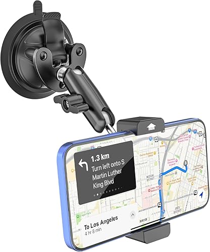 Soporte de teléfono con ventosa resistente para automóvil, camión, soporte de teléfono de metal ultra duradero para parabrisas de automóvil,