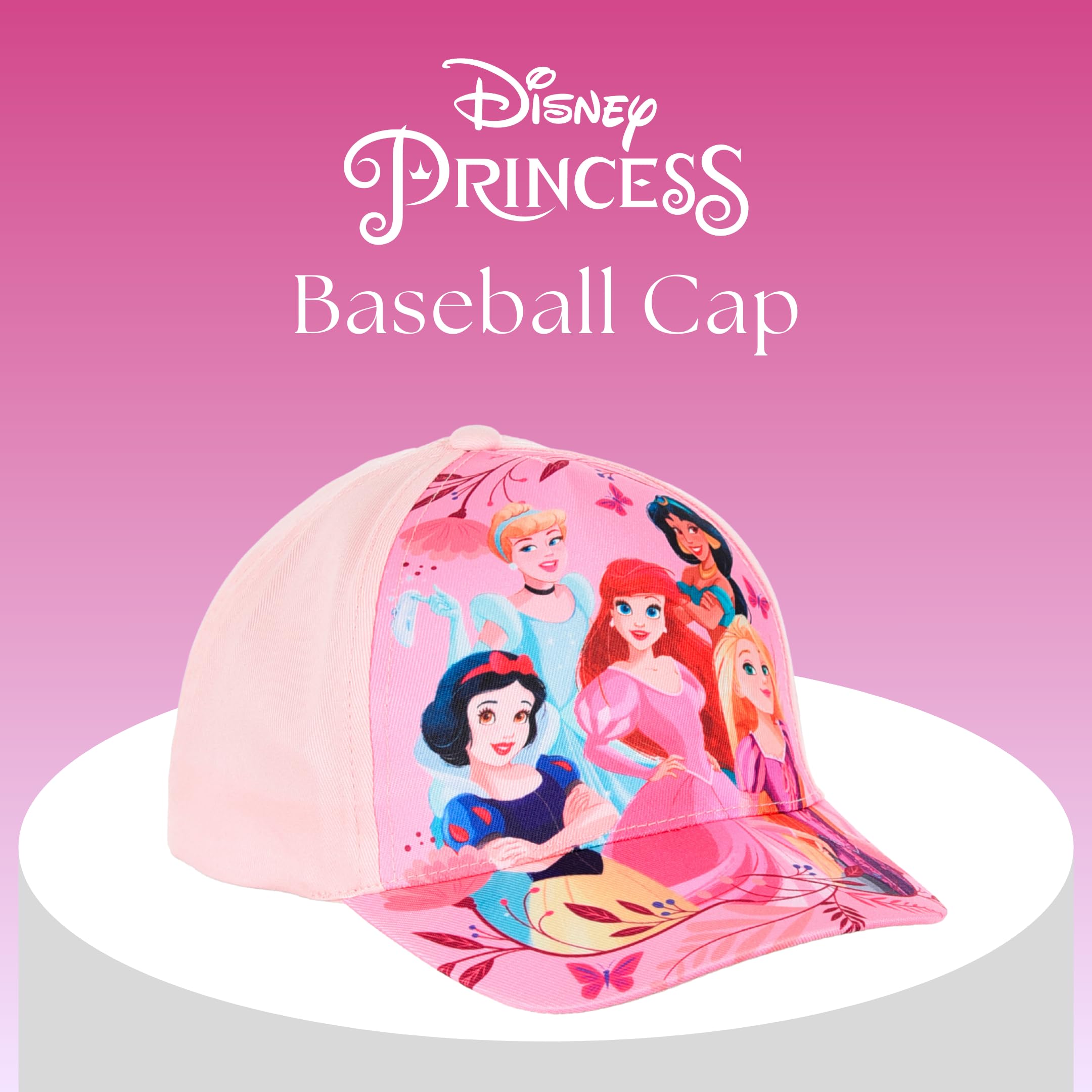 Disney Princesas Gorro para Niñas, Gorra de Beisbol de Verano Diseño Ariel Rapunzel Blancanieves Jasmin y Cenicienta, Regalo para Niñas