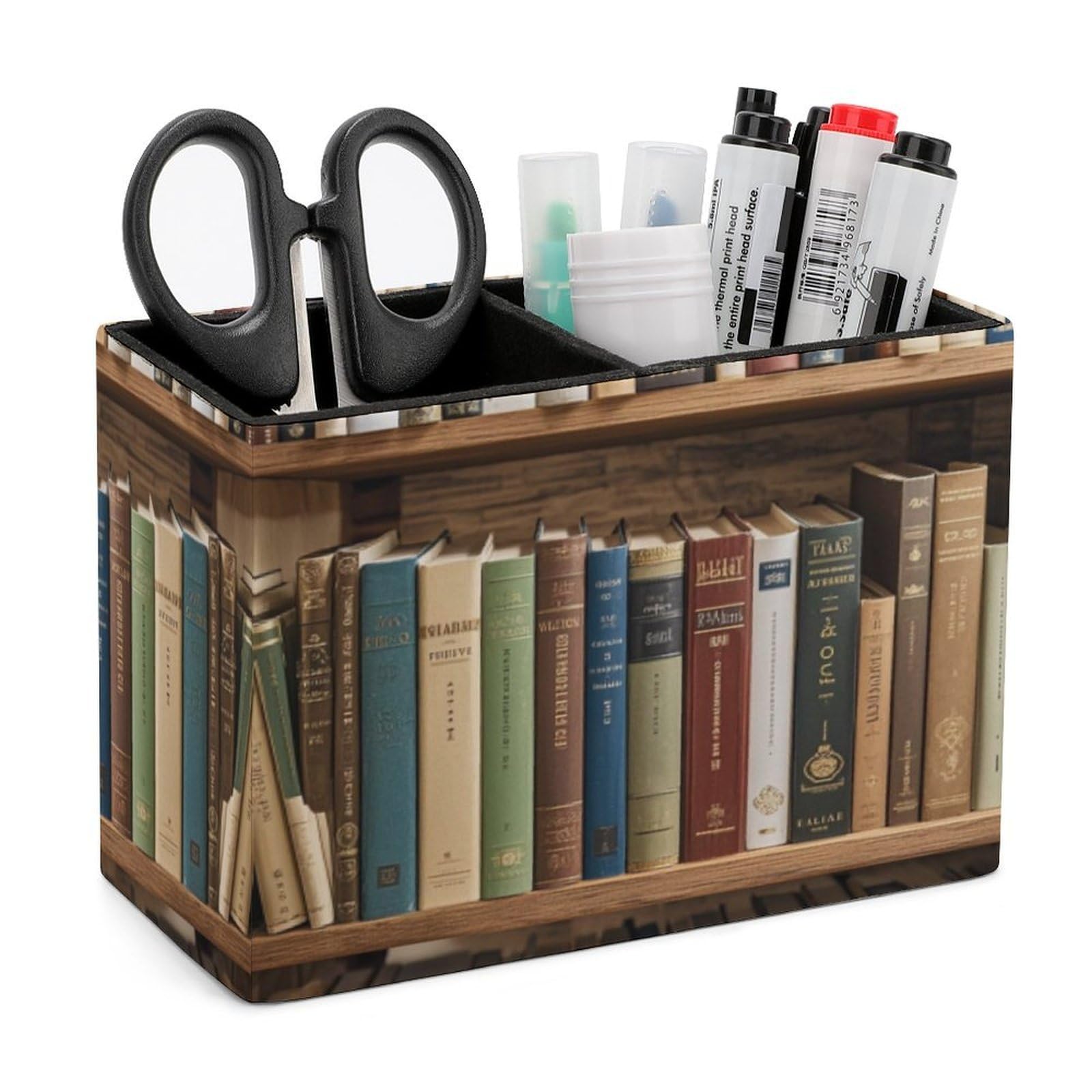 Rangement bureau similicuir double compartiment pour éviter le désordre de stylos