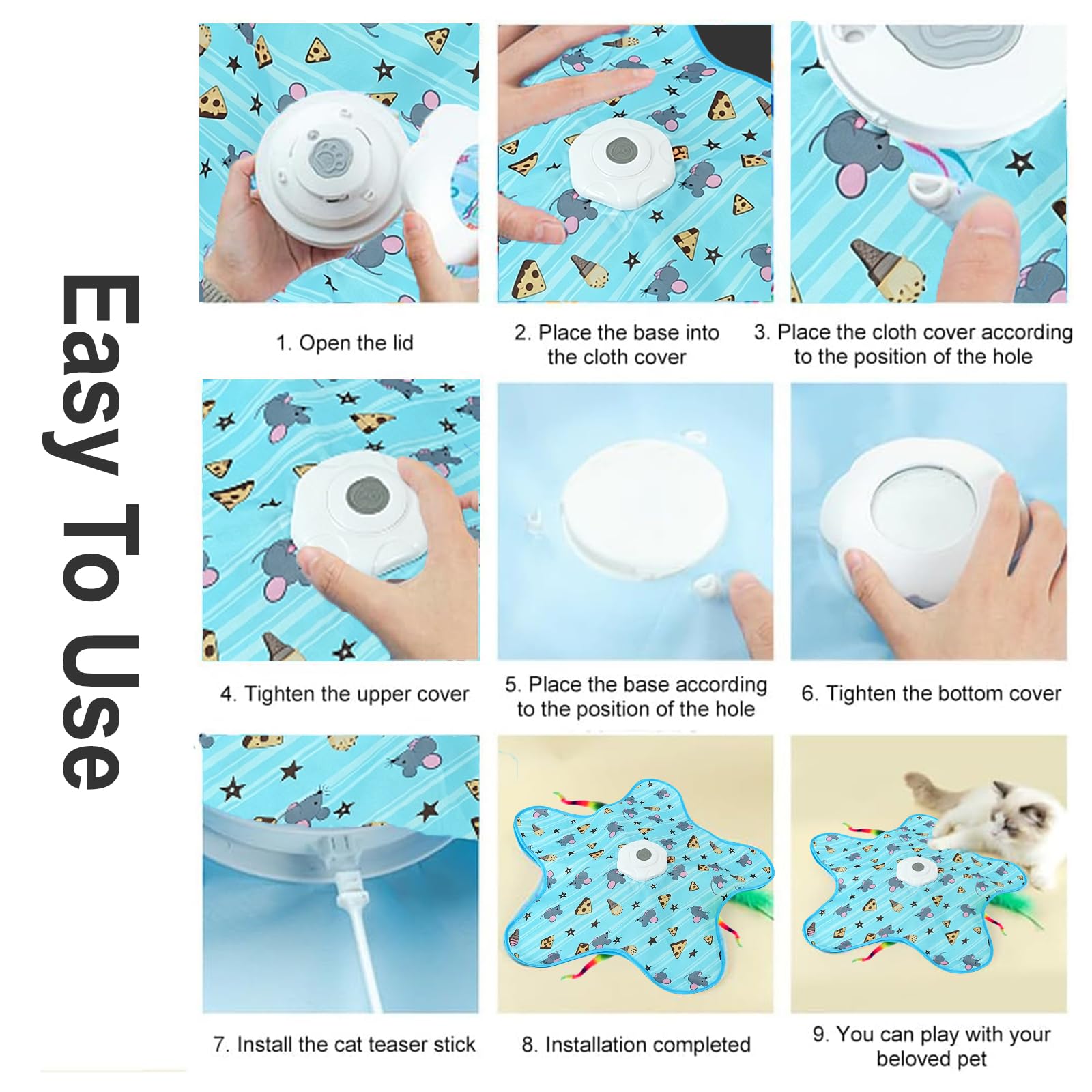Tappeto Interattivo Gatto, Giochi per Gatti, Giocattolo Intelligente Interattivo per Gatti con molle Rimovibili, Ricaricabile Giocattolo interattivo per gatti interni (Color 2)