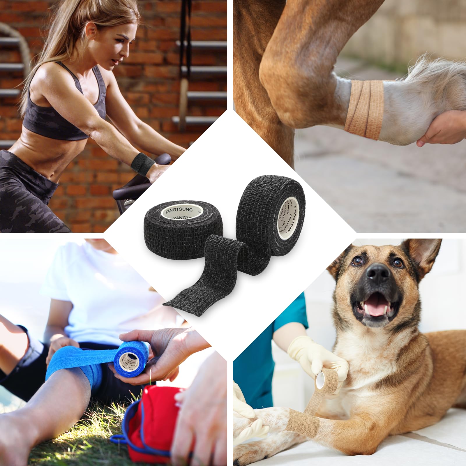 9 rolek samoprzylepnego bandaża elastycznego, 2,5 cm x 4,5 m bandaż wielokrotnego użytku, oddychająca, wodoodporna taśma sportowa na nadgarstek, kostkę, taśma weterynaryjna dla psów i koni